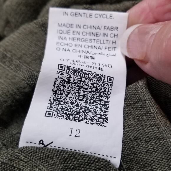 Shein - Women's Green Ribbed Sweater V-Neck Long Sleeve Knee Length Dress Size S - Picture 6 of 6